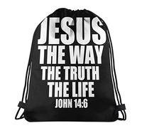 Mochila con Cordón Juan 146 Versículo Jesús El Camino La Verdad La Vida Mochila Cuerdas Talla Única Gym Bag Casual Bolsas De Cuerdas para Escolar Viajes Senderismo 36X42CM
