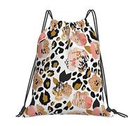 Mochila con Cordón Leopardo De Acuarela Bolsa con Cordón Casual Gym Bag Unisex Mochila Cuerdas para Vacaciones Deporte Natación M
