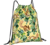 Mochila con Cordón Linda Ardilla En Un Árbol Mochilas Escolares Cómodo Impermeable Mujer Hombre Bolsas De Cuerdas, para Escuela, Acampada, Niñas, 36x42cm