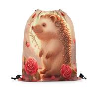 Mochila con Cordón Lindo Erizo, Erizo Kawaii De Dibujos Animados, Luna Brillante De Roja, Animal De De Primavera, Bolsas De Cuerdas Casual Mochila Cuerdas Talla Única Gym Bag