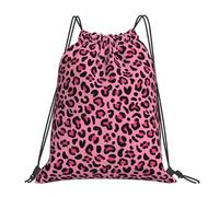 Mochila con Cordón Lindo Estampado De Leopardo Rosa Gym Bag Talla Única Bolsas De Cuerdas Sport Mochila Cuerdas para Compras Gimnasio Senderismo