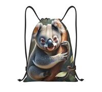 Mochila con Cordón, Lindo Koala trepando un árbol Bolsa de Cordón Manera Ligero Saco de Gimnasia para Nadar Yoga Viaje 36X42cm