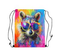 Mochila con Cordón Lindo Mapache Colorido Pigmento Tie-Dye Animales Acuarela Dibujos Animados Mapache Arte Moderno Bolsa con Cordón Sport Mochila Cuerdas Casual Gym Bag S