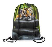 Mochila con Cordón Lindos Tigres, Piedra Zen, Animales Salvajes, Tema De Buenas Noches Gym Bag Casual Mochila Cuerdas Talla Única Bolsas De Cuerdas para Escolar Compras Viajes 36X42CM