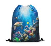Mochila con Cordón Marina Misteriosa Coral Algas Peces Coloridos Vida Marina Bolsas De Cuerdas Casual Bolsa con Cordón Unisex Mochila Cuerdas para Natación Gimnasio Vacaciones S