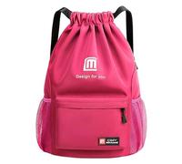 Mochila con cordón - Mochila deportiva de gimnasio grande impermeable con múltiples bolsillos, mochila con cordón en la parte trasera para viajes