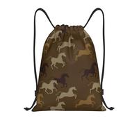 Mochila con Cordón Modern Minimalist Horse Brown Bolsas De Cuerdas Casual Mochila Cuerdas Unisex Bolsa con Cordón para Senderismo Compras Viaje 36X42CM