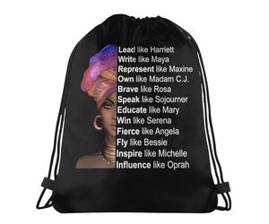 Mochila con Cordón Mujeres Negras Poderosas del Mes De La Historia Negra Bolsas De Cuerdas Casual Mochila Cuerdas Talla Única Gym Bag para Senderismo Viajes Escolar 36X42CM