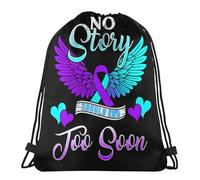 Mochila con Cordón Ninguna Historia Debería Terminar Demasiado Pronto. Concienciación sobre La Prevención del Suicidio. Saco De Gimnasio Cómodo Cuerdas De Tela, para Estudiantes, Niñas, 36x42cm