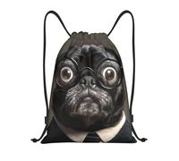 Mochila con Cordón, Perro Pug Divertido Bolsas Cordon de Gimnasio Ajustable Práctico Saco de Deporte para Viaje Yoga Adulto 36X42cm