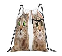 Mochila con Cordón Retrato Divertido De Un Gato Gym Bag Casual Mochila Cuerdas Gracioso Bolsa con Cordón para Viajes Deporte Escuela M