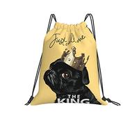 Mochila con Cordón Rey del Perro Pug Senderismo Divertido Bolsa con Cordón Impresión Motivo Bolsas De Cuerdas Repelente Al Agua Mochila Cuerdas para Vacaciones Natación Compras M