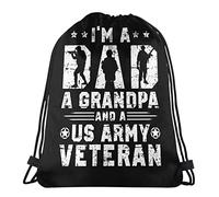Mochila con Cordón Soy Papá, Y Veterano del Ejército Estadounidense. Nada Me Asusta. Mochila Cuerdas Cómodo Bolsas De Cuerdas Sport Gym Bag para Compras Senderismo Escolar 36X42CM