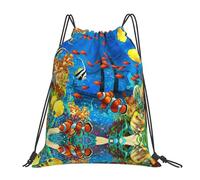 Mochila con cordón The Underwater World con estampado de peces tropicales, bolsa de gimnasio, mochila deportiva de playa para hombres y mujeres