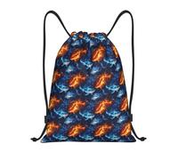 Mochila con Cordón Tiburón Llama Azul Y Rojo Mochila Cuerdas Unisex Gym Bag Talla Única Bolsas De Cuerdas para Gimnasio Compras Viajes