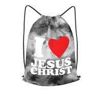 Mochila con Cordón Yo Amo A Jesucristo Mochilas Escolares Ajustable Gran Capacidad Gimnasio Saco De La Bolsa, para De Senderismo, Deporte, Playa, 36x42cm