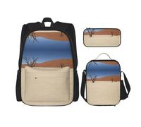 Mochila con diseño de plantas del desierto con fiambrera, juego de 3 mochilas escolares a juego para aplicación en el universo, NEGRO, One Size, Juego de mochila escolar