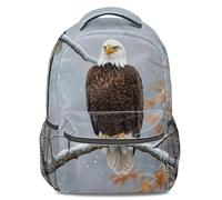 Mochila con estampado de águila de rama nevada: alas de poder y libertad, perfecta para actividades al aire libre y uso diario, 04., L