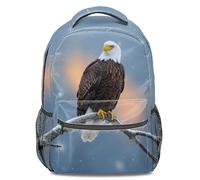 Mochila con estampado de águila de rama nevada: alas de poder y libertad, perfecta para actividades al aire libre y uso diario, 05., L