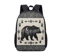 Mochila con estampado de ciervo de 17 pulgadas, patrón étnico geométrico tribal de montaña nevada, bolsa escolar para estudiantes, 14, L, Minimalista