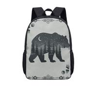 Mochila con estampado de ciervo de 17 pulgadas, patrón étnico geométrico tribal de montaña nevada, bolsa escolar para estudiantes, 15, L, Minimalista