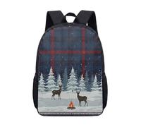 Mochila con estampado de ciervo de 17 pulgadas, patrón étnico geométrico tribal de montaña nevada, bolsa escolar para estudiantes, 02., L, Minimalista