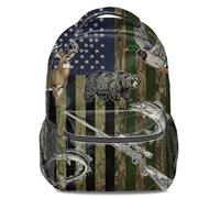 Mochila con estampado de cultura de caza, camuflaje oscuro, patrones de vida silvestre, diseño de gran capacidad, ideal para aventureros al aire libre, 04., L