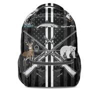 Mochila con estampado de cultura de caza, camuflaje oscuro, patrones de vida silvestre, diseño de gran capacidad, ideal para aventureros al aire libre, 02., L