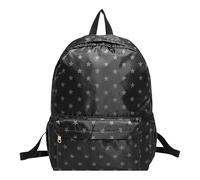 Mochila con estampado de estrellas con bolsillo, bolsa de hombro de gran capacidad, elegante mochila con estampado de estrellas, para compras y citas, Black, 12.01 x 4.72 x 15.75 (inches), Casual