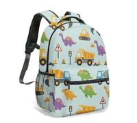 Mochila con estampado de excavadora de dinosaurios, 40,6 cm, diseño de camión volquete de caricaturas, parque infantil, mochila de viaje estética con patrón vibrante, 05., L, Casual