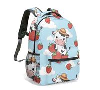 Mochila con estampado de fresa de vaca de 16 pulgadas, diseño de corazón de caricatura rosa dulce con diseño de corazón y estampado de corazón, 07, L, Casual