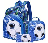Mochila con estampado de fútbol, bolsa casual de gran capacidad, juego de 3 mochilas, bolsa de viaje para almacenamiento