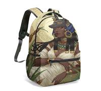 Mochila con estampado de la diosa Anu gipcia antigua, bolsa de templo realista de fantasía de 16 pulgadas con jeroglíficos y hojas de palma, 04., L, Casual