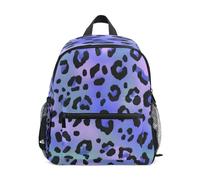 Mochila con estampado de leopardo con fondo láser azul, mochila para niños pequeños, bolsa de preescolar, mochila escolar para guardería, bolsa de viaje para niñas y niños