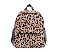 Mochila con estampado de leopardo de fondo rosa, mochila para niños pequeños, bolsa de preescolar, mochila escolar para guardería, bolsa de viaje para niñas y niños