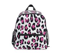 Mochila con estampado de leopardo rojo rosa, mochila para niños pequeños, bolsa de preescolar, mochila escolar para guardería, bolsa de viaje para niñas y niños