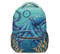 Mochila con estampado de mapa retro de pulpo psicodélico, mochila escolar para niños y niñas, Color2., L