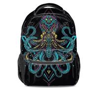 Mochila con estampado de mapa retro de pulpo psicodélico, mochila escolar para niños y niñas, Color4, L