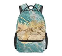 Mochila con estampado de mármol verde gran capacidad mochila escolar para estudiantes portátil en color verde azulado turquesa y tie-dye ideal para la vuelta al cole los viajes y el día a día