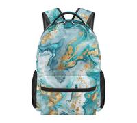 Mochila con estampado de mármol verde gran capacidad mochila escolar para estudiantes portátil en color verde azulado turquesa y tie-dye ideal para la vuelta al cole los viajes y el día a día