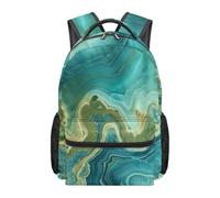 Mochila con estampado de mármol verde gran capacidad mochila escolar para estudiantes portátil en color verde azulado turquesa y tie-dye ideal para la vuelta al cole los viajes y el día a día
