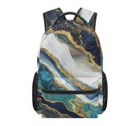Mochila con estampado de mármol verde gran capacidad mochila escolar para estudiantes portátil en color verde azulado turquesa y tie-dye ideal para la vuelta al cole los viajes y el día a día