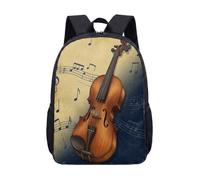 Mochila con estampado de partituras de violín de 17 pulgadas, vintage, instrumento clásico, mochila escolar, mochila retro de orquesta para adolescentes y niños, 04., L, Minimalista