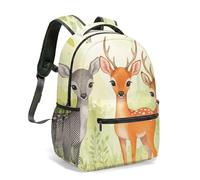 Mochila con estampado floral de ciervos y acuarela de 16 pulgadas, diseño de jardín de ensueño, naturaleza, pintada a mano, diseño de mariposas en colores pastel, mochila para viajes y uso casual, 06