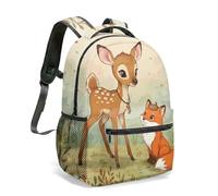 Mochila con estampado floral de ciervos y acuarela de 16 pulgadas, diseño de jardín de ensueño, naturaleza, pintada a mano, diseño de mariposas en colores pastel, mochila para viajes y uso casual, 14