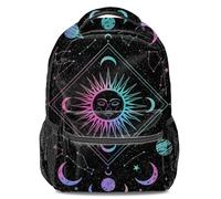 Mochila con estampado retro de sol y luna, diseño de estrellas, luna, fantasía, mochila informal para estudiantes, style5, L