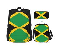 Mochila con la bandera de Mónaco con lonchera y estuche de lápices de 3 pulgadas, mochilas Kawaii con bolsa de almuerzo a juego, Bandera de Jamaica, Talla única, Mochilas de día
