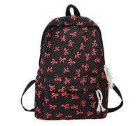 Mochila con lazo para adolescentes modelo preppy estético y femenino perfecta para el regreso a la escuela, la universidad, el maquillaje y el uso diario, rojo, Talla única, Mochilas tradicionales