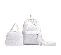 Mochila con lazo para mujer, mochila estética de nailon, bonita mochila kawaii con patrón de lazo, mochila para laptop, blanco, Talla única