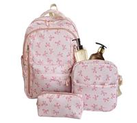 Mochila con lazo y fiambrera, gran capacidad, bonita bolsa para libros con, Pink, Refer to description, Unisex